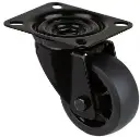 L800.B44.081.06 80mm swivel top plate 104x80mm castor with black thermoplastic rubber on polypropylene centre roller bearing wheel 100kg