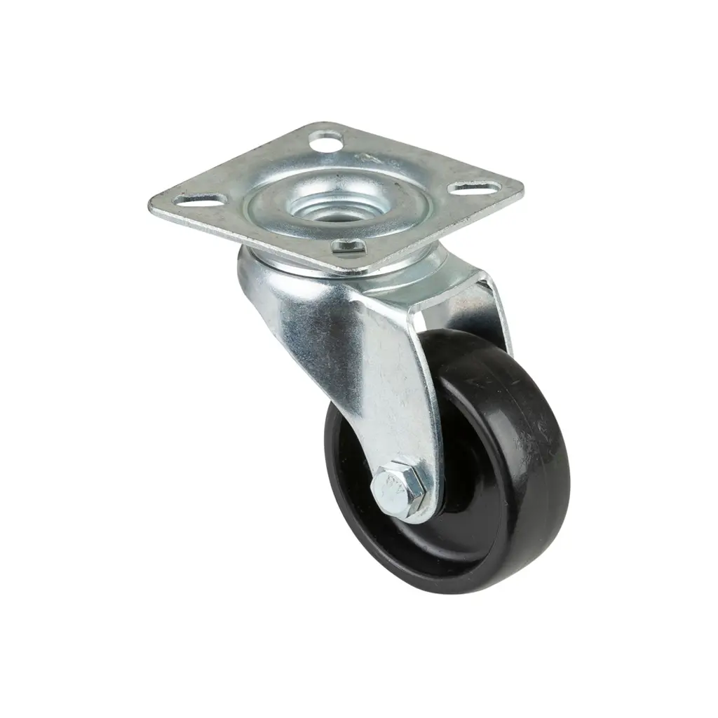 A300.A90.051 50mm swivel top plate 60x60mm castor with black polypropylene plain bearing wheel 50kg