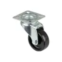 A300.A90.051 50mm swivel top plate 60x60mm castor with black polypropylene plain bearing wheel 50kg