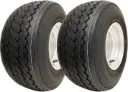 Set of 2 - 18x8.50-8 4pr Journey P509 golf cart tyre TL on white steel wheel rim 4 stud golf buggy, 370kg load capacity