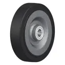 SE 200/25K Wheel series 200mm black elastic rubber on welded steel centre 25mm bore hub length 60mm ball bearings 600kg
