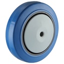 Wheel series 100mm blue elastic rubber on nylon centre 8mm bore hub length 40mm single ball bearing 200kg