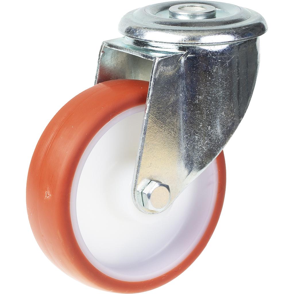 300 series 100mm swivel bolt hole 10,5mm castor with polyurethane on nylon centre roller bearing wheel 150kg