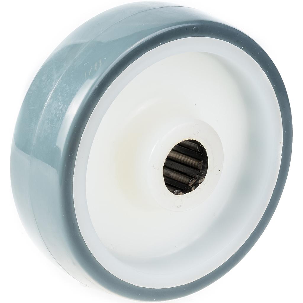 Wheel series 100mm BLUE/GREY polyurethane on nylon centre 15mm bore hub length 49mm roller bearing 220kg