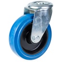 300 series 125mm swivel bolt hole 10,5mm castor with blue elastic rubber on nylon centre roller bearing wheel 170kg