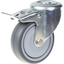 300 series 125mm swivel/brake bolt hole 10,5mm castor with grey thermoplastic rubber on polypropylene centre single ball bearing wheel 130kg