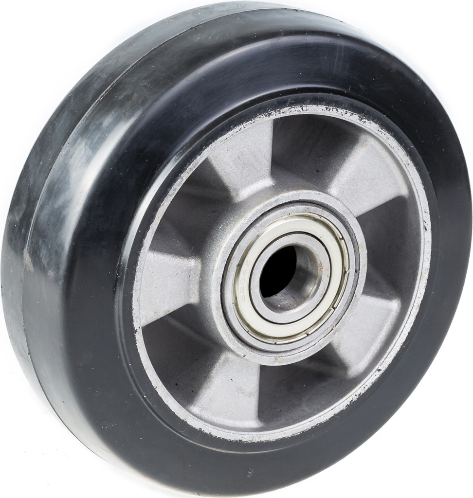 A-Q01-152 152mm black elastic rubber on aluminium centre 20mm bore hub length 58mm ball bearings 330kg