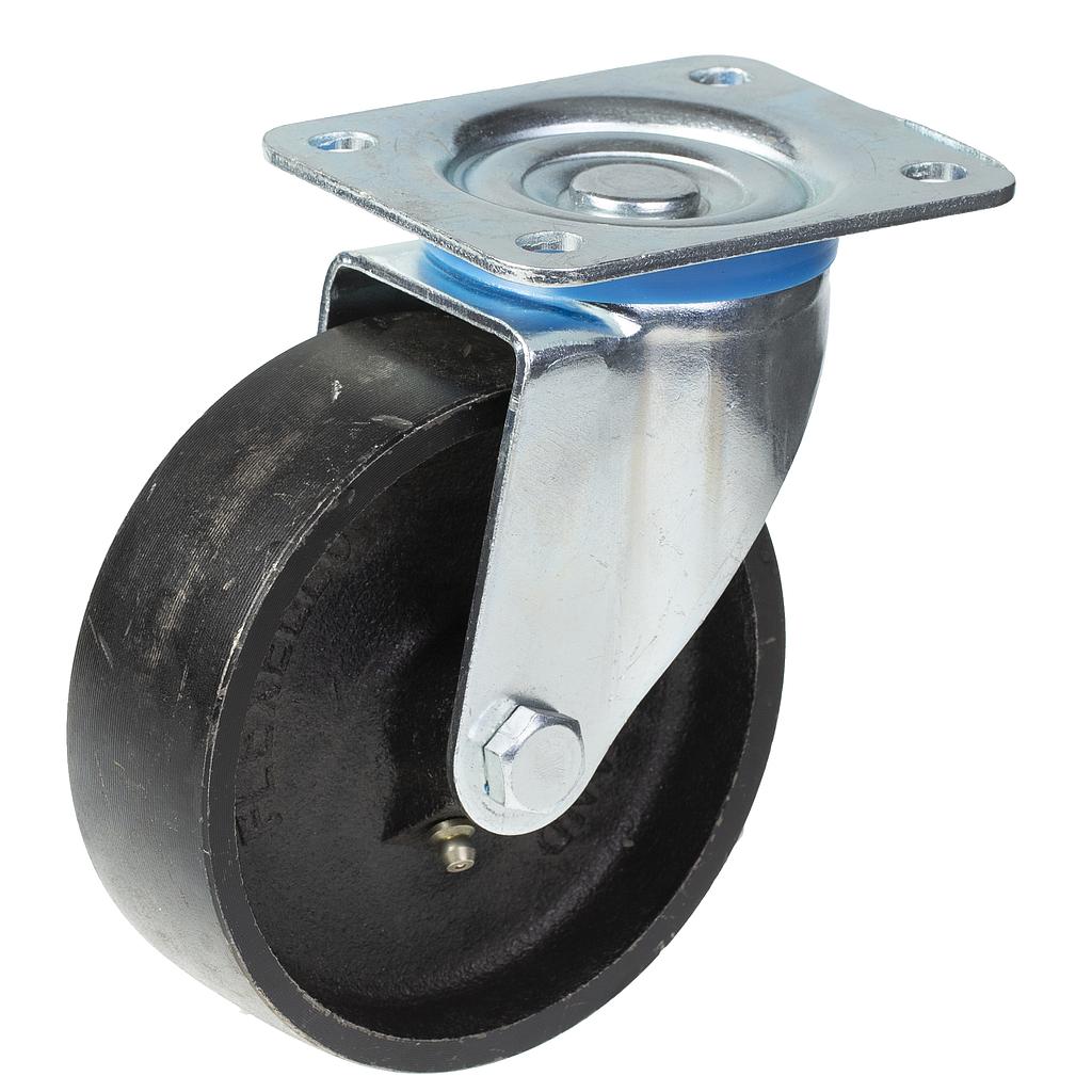 300 series 150mm swivel top plate 140x110mm castor with cast iron roller bearing wheel 350kg
