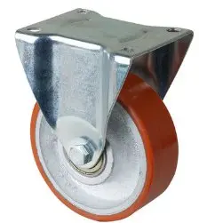300 Series 152mm fixed top plate 146x107mm castor with RED polyurethane on cast iron centre ball bearing wheel 350kg