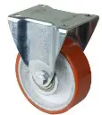 300 Series 152mm fixed top plate 146x107mm castor with RED polyurethane on cast iron centre ball bearing wheel 350kg