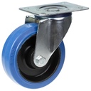 300 series 160mm swivel top plate 140x110mm castor with blue elastic rubber on nylon centre roller bearing wheel 350kg
