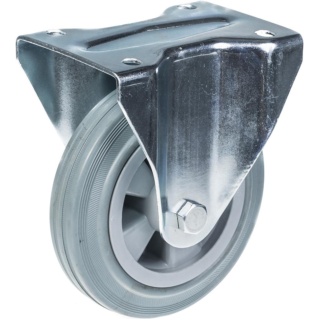 300 series 160mm fixed top plate 146x107mm castor with grey rubber on polypropylene centre roller bearing wheel 135kg