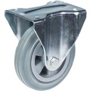 300 series 160mm fixed top plate 146x107mm castor with grey rubber on polypropylene centre roller bearing wheel 135kg