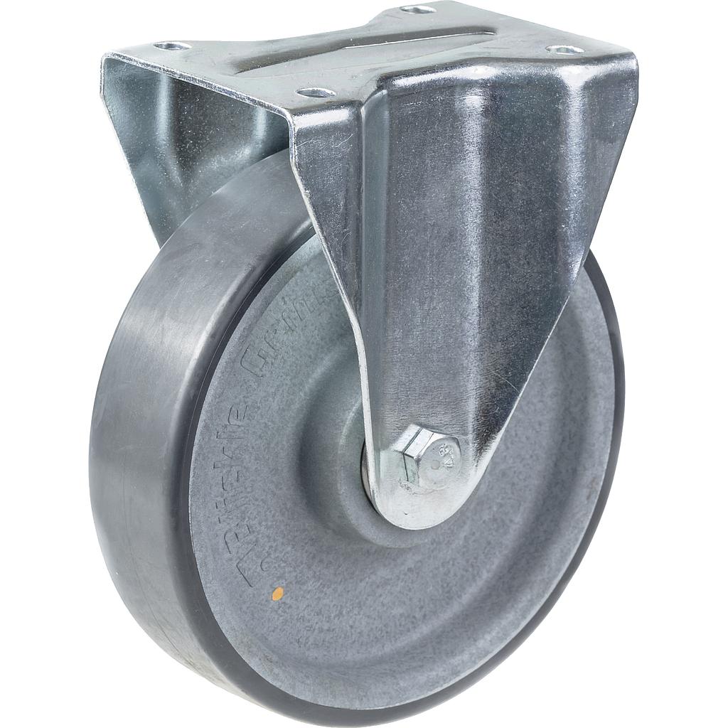 L410.200 200mm fixed top plate 146x107mm castor with electrically conductive POTH grey polyurethane on nylon centre ball bearing wheel 350kg