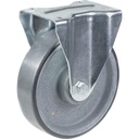 L410 200mm fixed top plate 146x107mm castor with electrically conductive POTH grey polyurethane on nylon centre ball bearing wheel 350kg