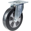 300 series 200mm swivel top plate 140x110mm castor with black elastic rubber on aluminium centre ball bearing wheel 350kg