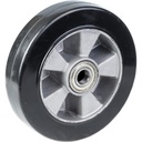 Wheel series 200mm black elastic rubber on aluminium centre 20mm bore hub length 58mm ball bearings 450kg