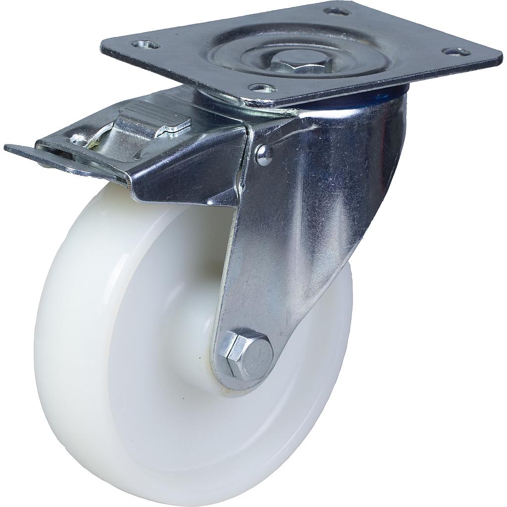 300 series 200mm swivel/brake top plate 140x110mm castor with nylon plain bearing wheel 350kg