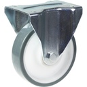 L410 200mm fixed top plate 146x107mm castor with polyurethane on polypropylene centre ball bearing wheel 350kg