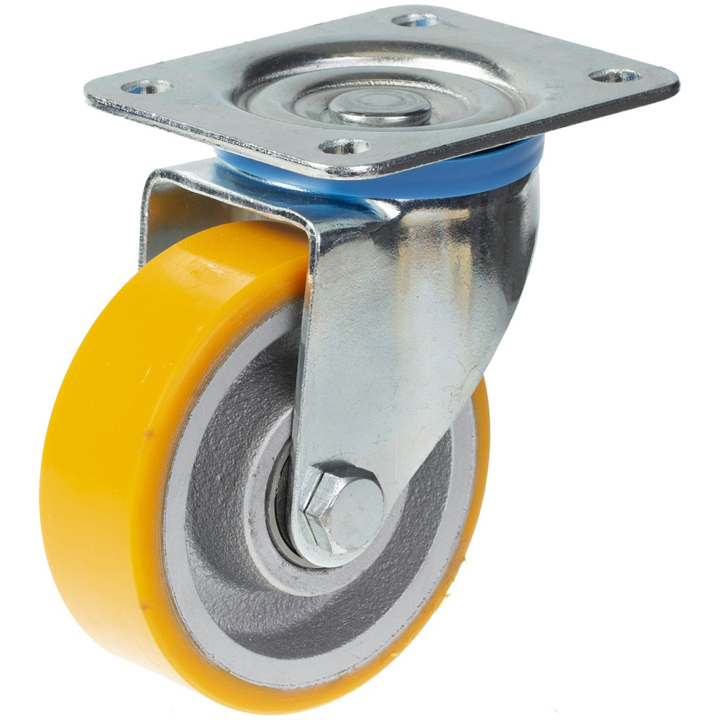 322 series 100mm swivel top plate 106x86mm castor with polyurethane on cast iron centre ball bearing wheel 250kg