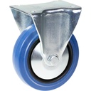 322 series 125mm fixed top plate 105x88mm castor with blue elastic rubber on nylon centre roller bearing wheel 200kg