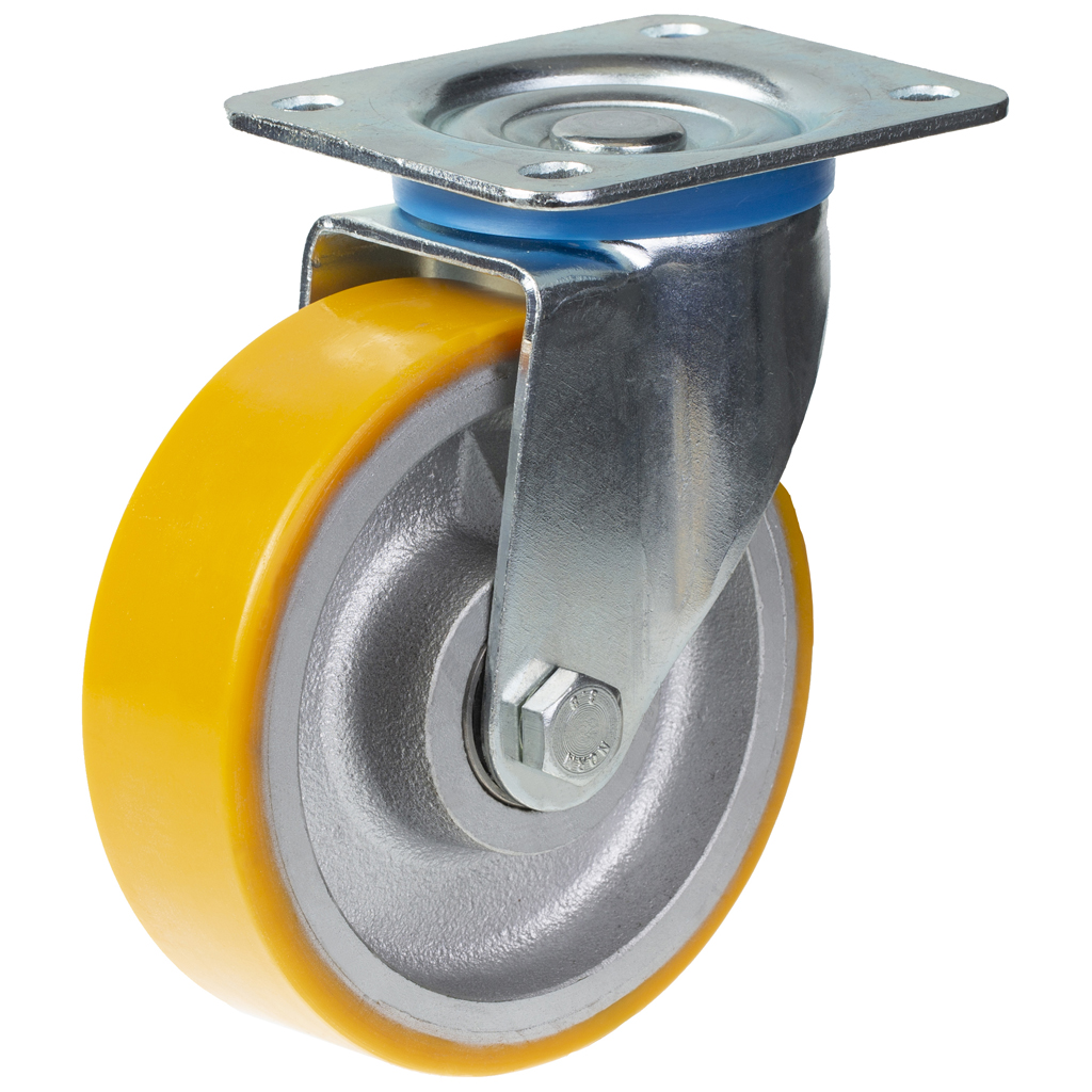 322 series 125mm swivel top plate 106x86mm castor with polyurethane on cast iron centre ball bearing wheel 280kg