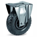 HXP series 3.00x4 fixed top plate 230x130mm castor with black puncture proof block patterned PU-foam tyre on black plastic rim roller bearing wheel 150kg