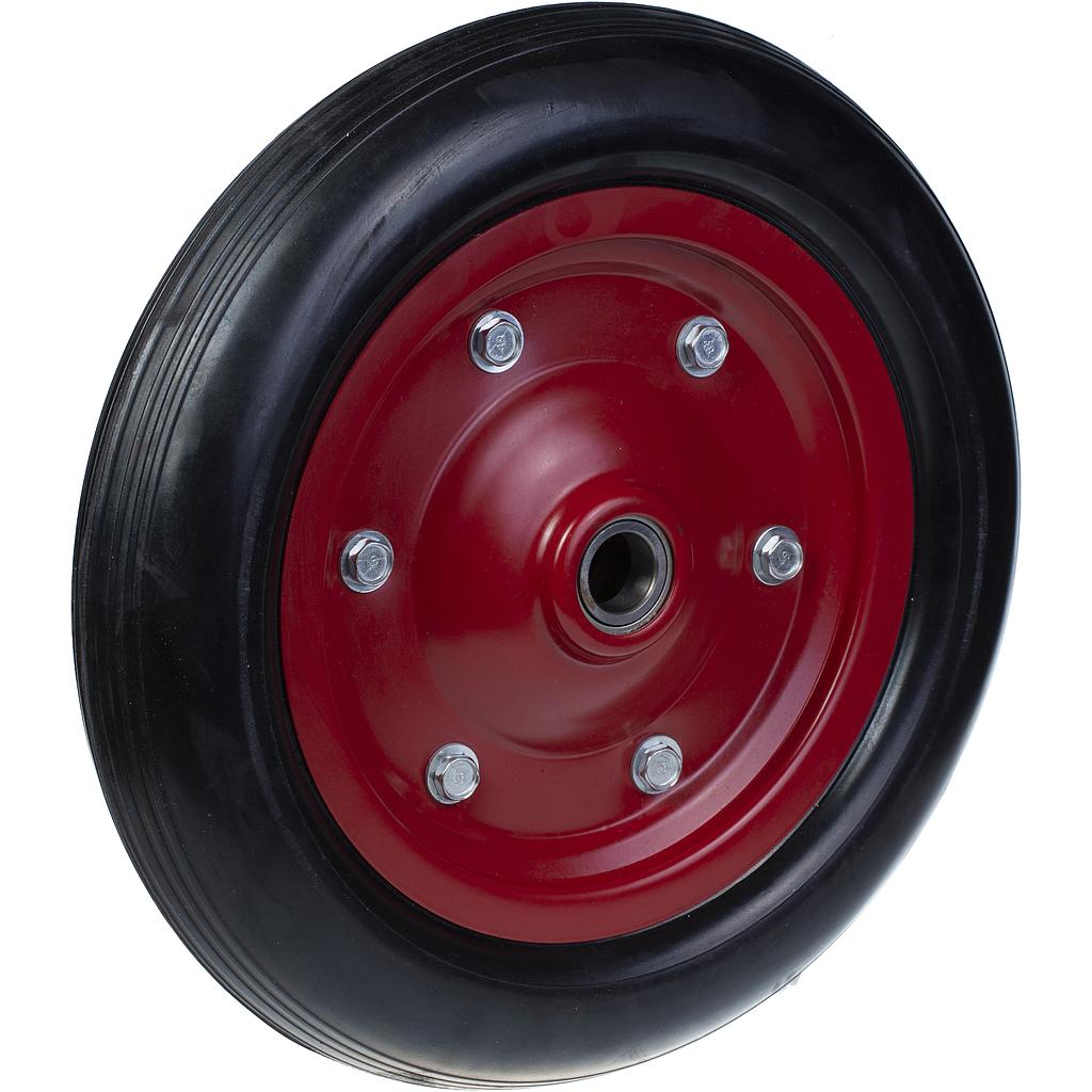 Wheel series 350mm black rubber on pressed steel centre 25mm bore hub length 70mm ball bearings 350kg
