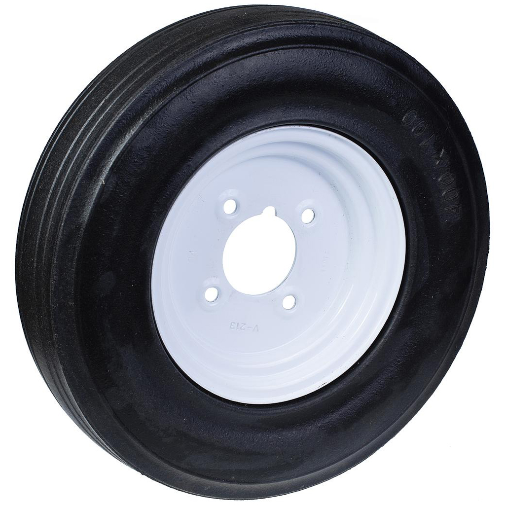 BW400 4x4WT 400mm black rubber on 4-stud steel rim with 4" PCD 500kg
