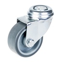 100 series 50mm swivel bolt hole 10mm castor with grey thermoplastic rubber on polypropylene centre plain bearing wheel 40kg
