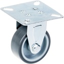 100 series 50mm fixed top plate 60x60mm castor with grey thermoplastic rubber on polypropylene centre plain bearing wheel 40kg