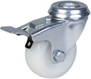 100 series 50mm swivel/brake bolt hole 10mm castor with nylon tread on polypropylene centre plain bearing wheel 50kg
