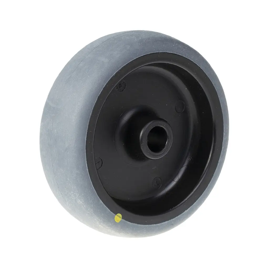 TPA 75/8G-ELS Wheel series 75mm electrically conductive grey thermoplastic rubber on polypropylene centre 8mm bore hub length 29.5mm plain bearing 50kg