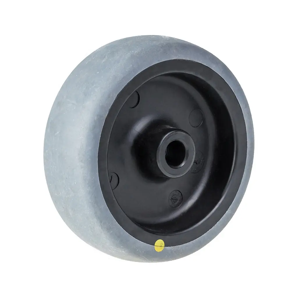 TPA 80/12G-ELS Wheel series 80mm electrically conductive grey thermoplastic rubber on polypropylene centre 12mm bore hub length 35mm plain bearing 65kg