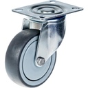300 series 80mm swivel top plate 100x80mm castor with grey thermoplastic rubber on polypropylene centre single ball bearing wheel 80kg
