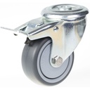 300 series 80mm swivel/brake bolt hole 10,5mm castor with grey PATH polyurethane on nylon centre single ball bearing wheel 150kg