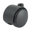 GR5016 Series 2x50mm black twin wheel castor with black nylon wheels, no fitting