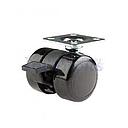 GRX30mm  black nylon twin wheel swivel/brake castor with plate