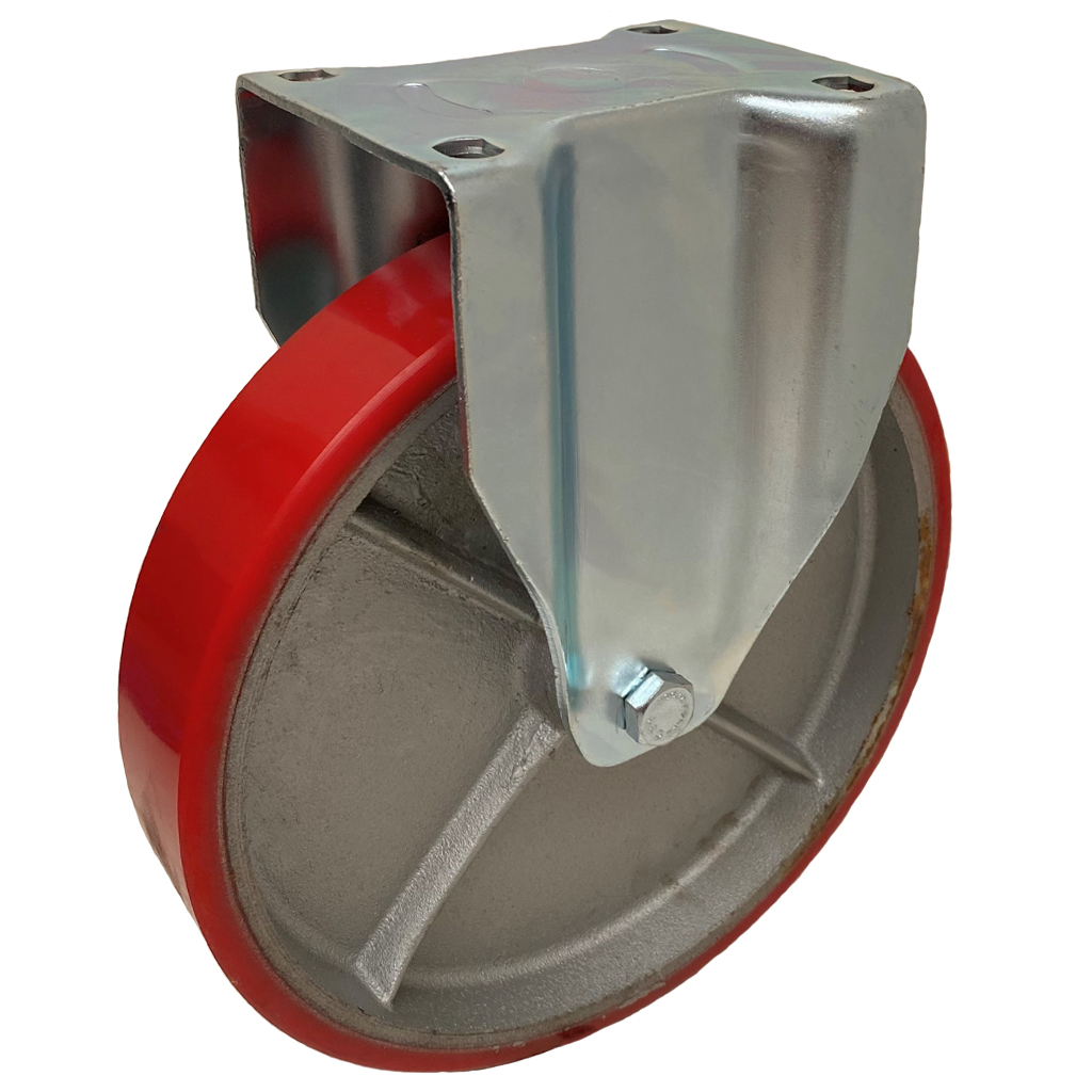 IP4 250 POLY CAST FXD. CASTOR(red) 800Kg.(Some rust on the wheel centres)