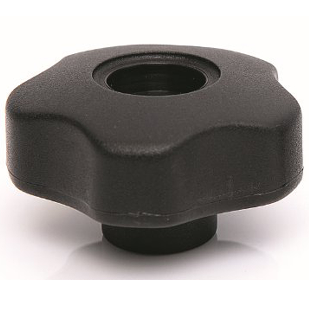 M8 female thermoplastic lobe knob open zinc thread