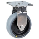 100SS series 75mm stainless steel fixed top plate 60x60mm castor with electrically conductive grey thermoplastic rubber on polypropylene centre plain bearing wheel 50kg