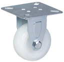100 series 50mm fixed top plate 60x60mm castor with nylon tread on polypropylene centre plain bearing wheel 50kg