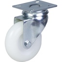 100 series 75mm swivel top plate 60x60mm castor with nylon tread on polypropylene centre plain bearing wheel 70kg