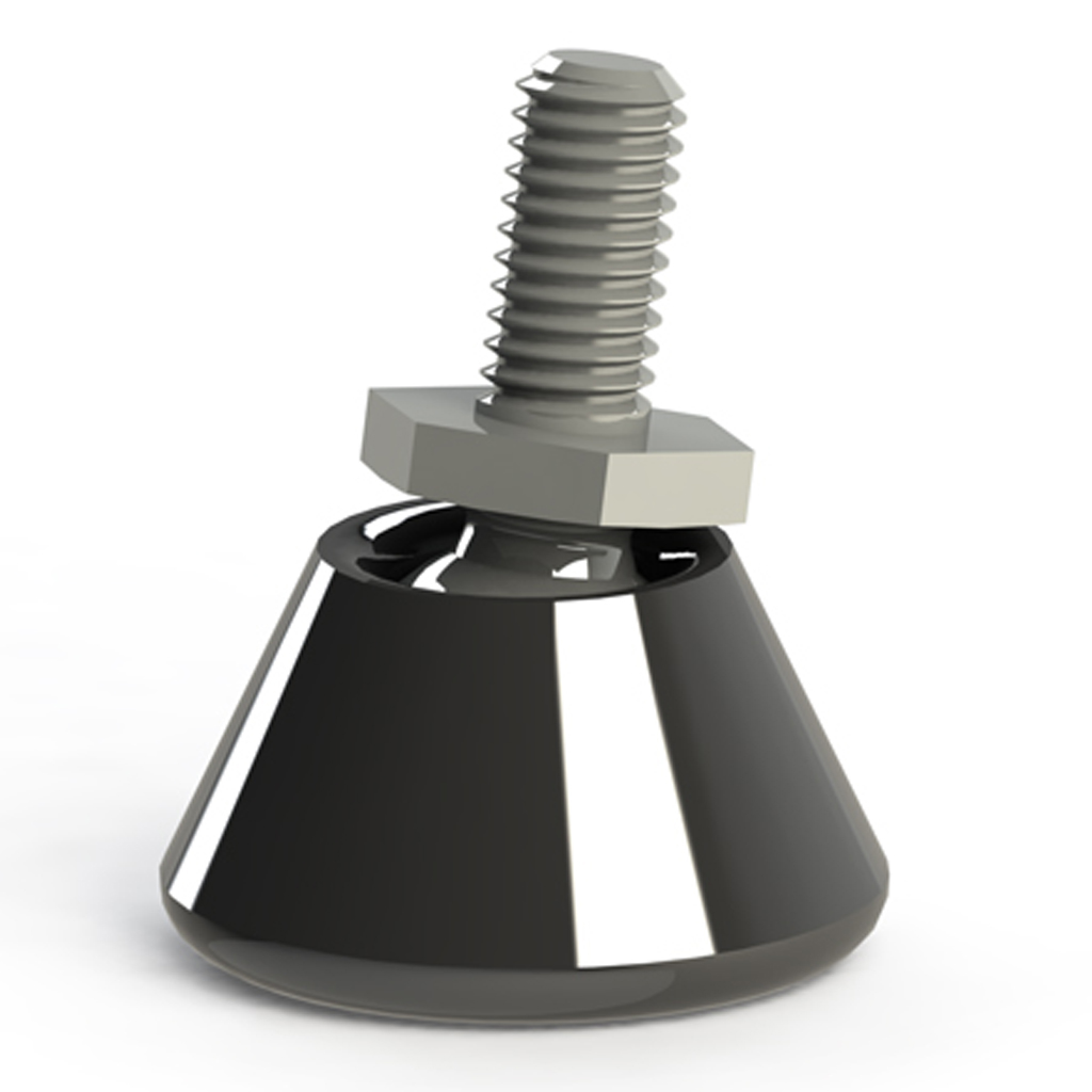 M6x12 Zinc plated levelling foot 25mm plastic base 50kg