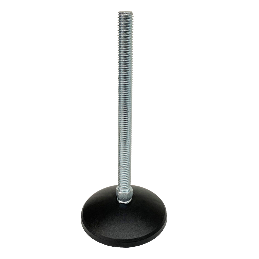 M12x150 Zinc plated tilting levelling foot with 80mm plastic base 750kg