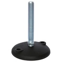 M12x150 Zinc plated levelling foot 80mm plastic base with holes 750kg 