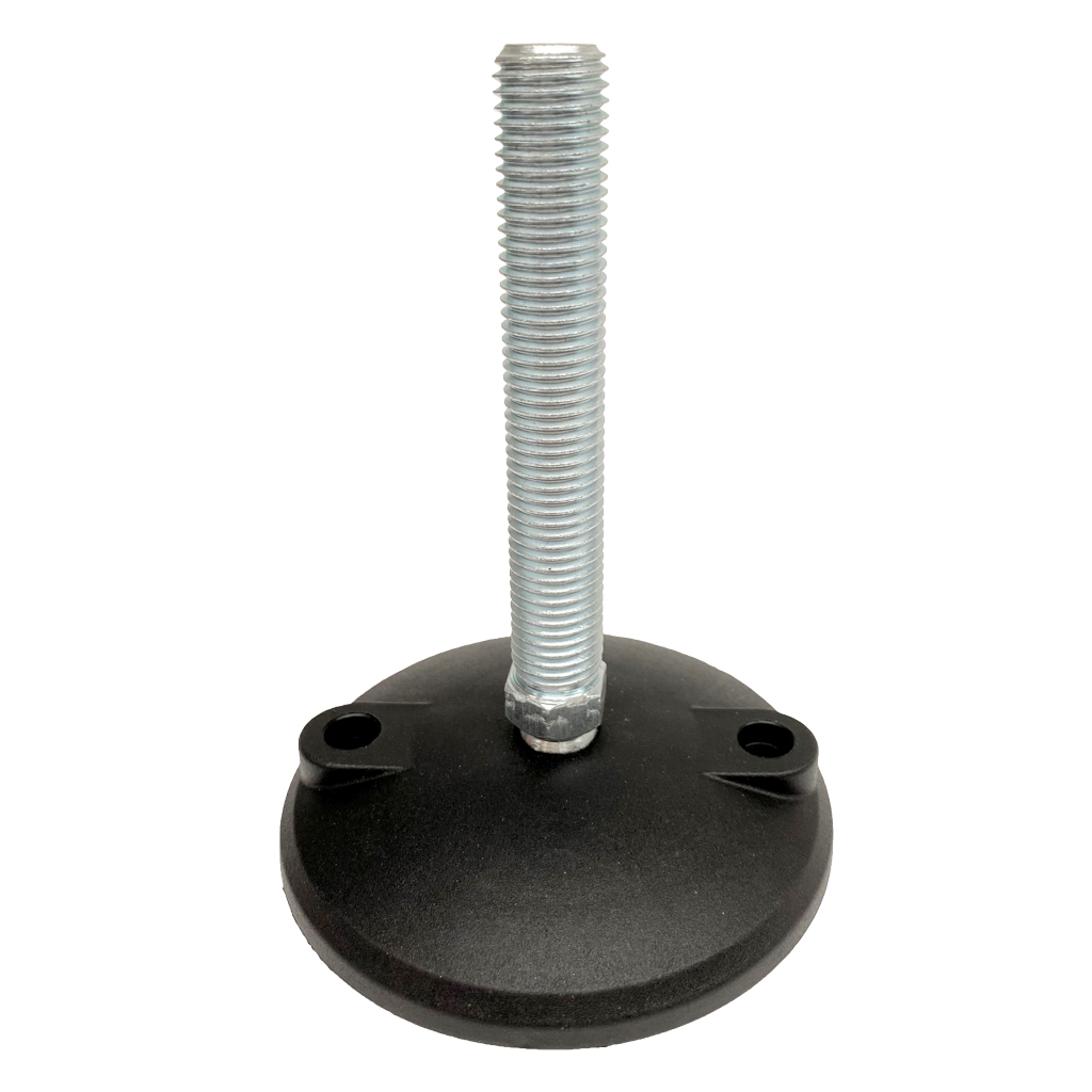 M16x100 Zinc plated tilting levelling foot, 100mm plastic base with holes 900kg