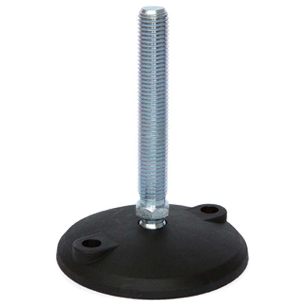M20x200 Zinc plated tilting levelling foot 80mm plastic base with fixing holes 900kg