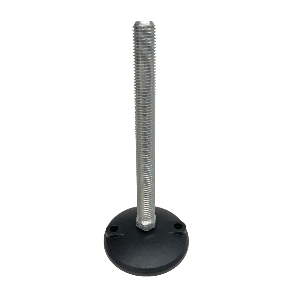 M20x200 Zinc plated tilting levelling foot 100mm plastic base with fixing holes 900kg