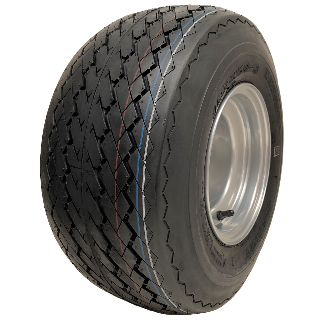18x8.50-8 4pr Journey P509 golf cart tyre TL on silver steel wheel rim 4 stud golf buggy, 370kg load capacity